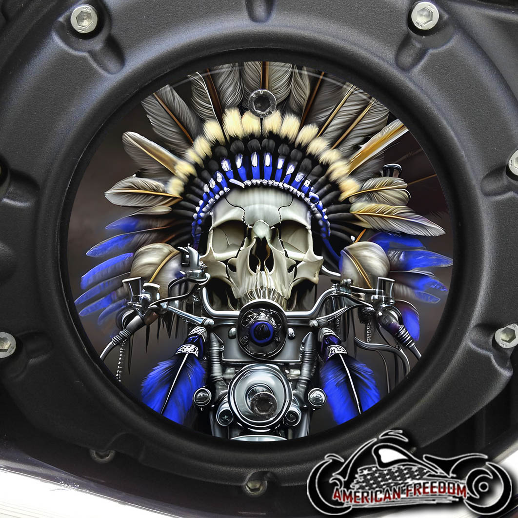 Indian Scout Derby Cover - Indian Motor Skull Blue